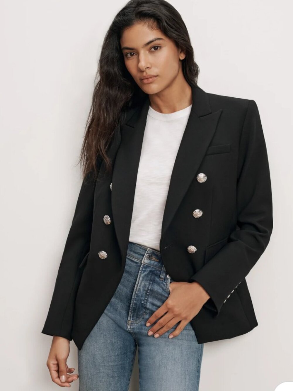 Veronica Beard Miller Dickey Jacket Black with Silver Buttons - Size 10